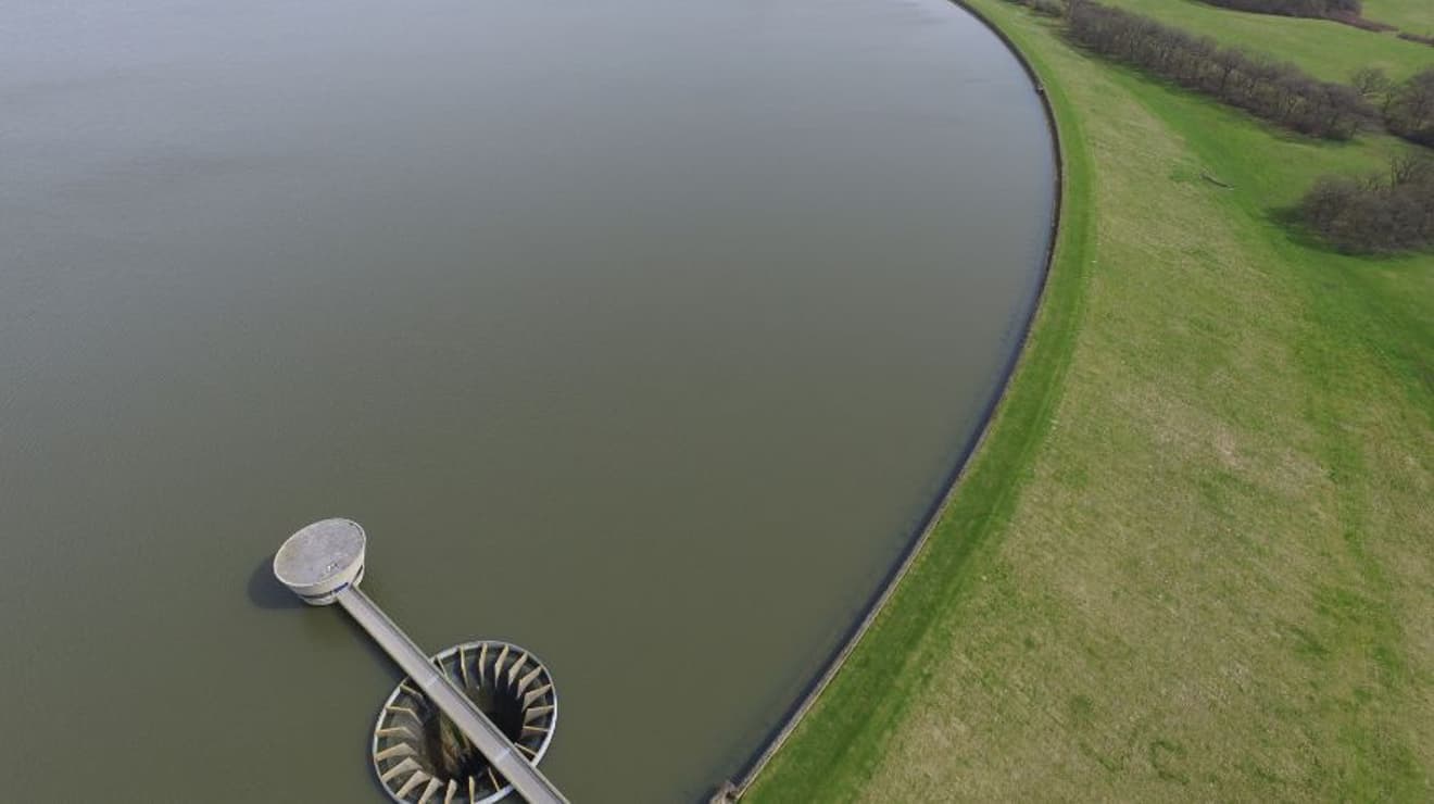 Drone image  overlooking Bough Beech reservoir