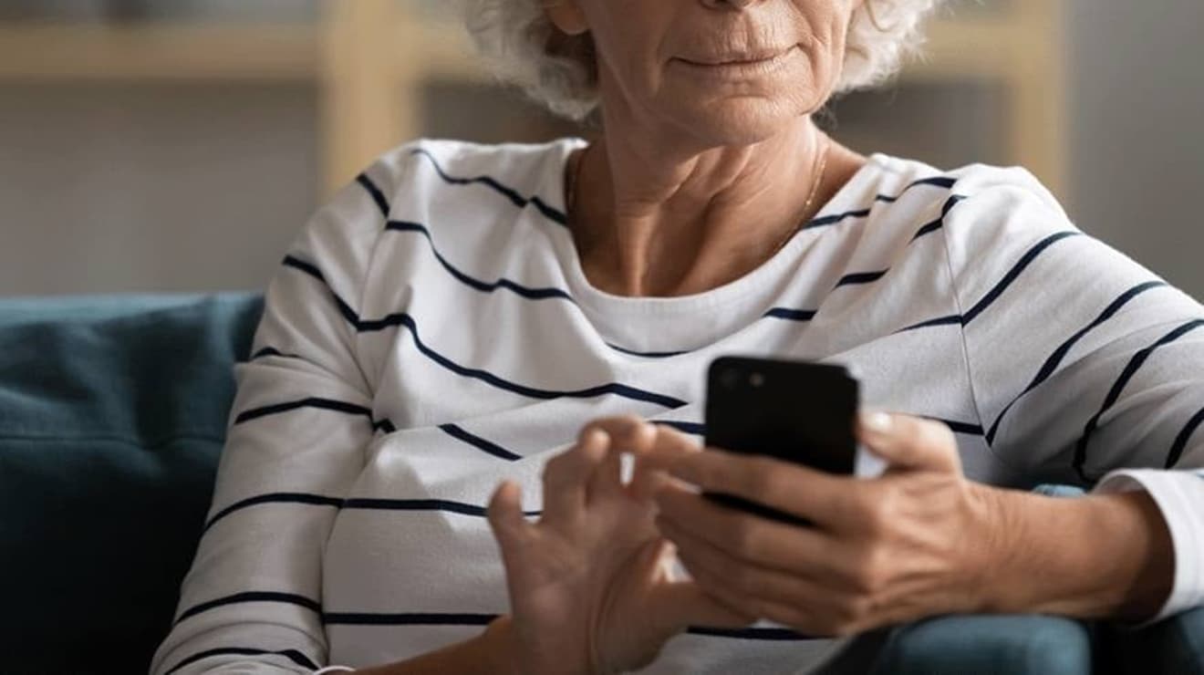Lady using MyAccount on mobile phone