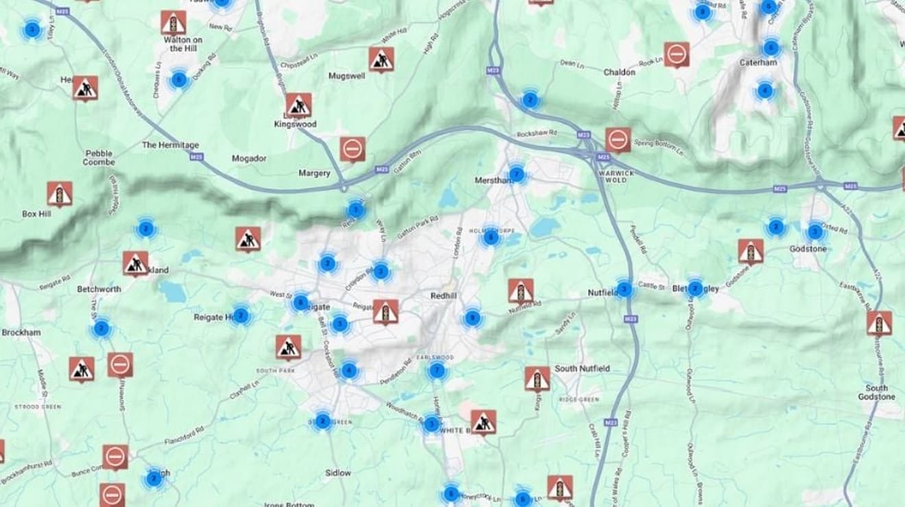 area map showing works in the area